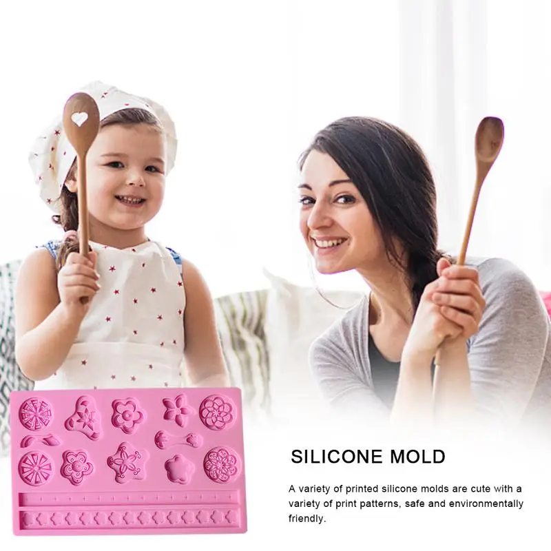 DIY Вишневый узор Розовый силиконовый форма тисненая для выпечки многоразовая не