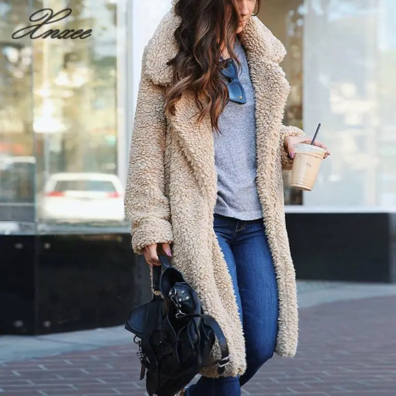 

Fashion Plus Size 3XL Winter Women Lamb Fur Coat Thicken Warm Long Sleeve Overcoat Loose Casual Female Parka Jackets Outwear