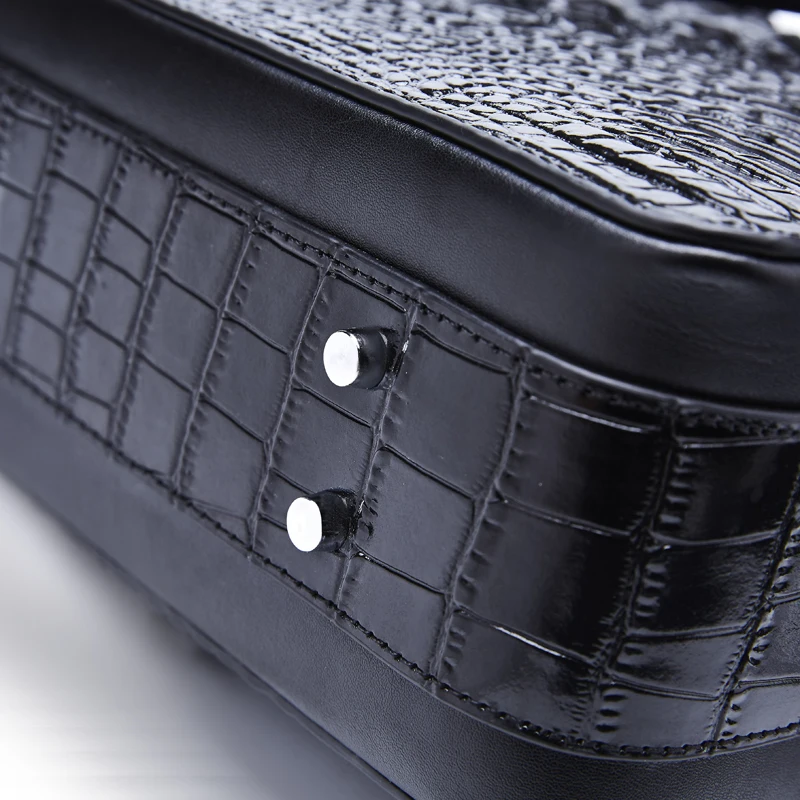 Портфель мужской из натуральной кожи под крокодила с замком паролем|Мужские