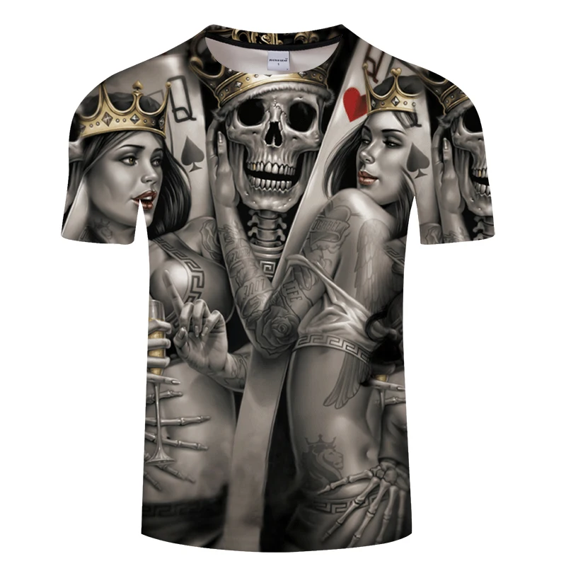 Beauty & Skull King/футболка с 3D принтом мужская и женская футболка летняя забавная