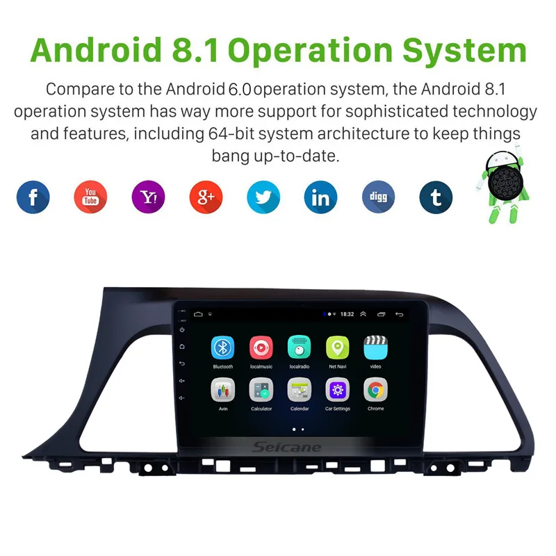 Seicane стерео Android 8 1 HD 9 &quotРадио 2Din gps Navi для hyundai Sonata 2015 2016 2017 головное устройство