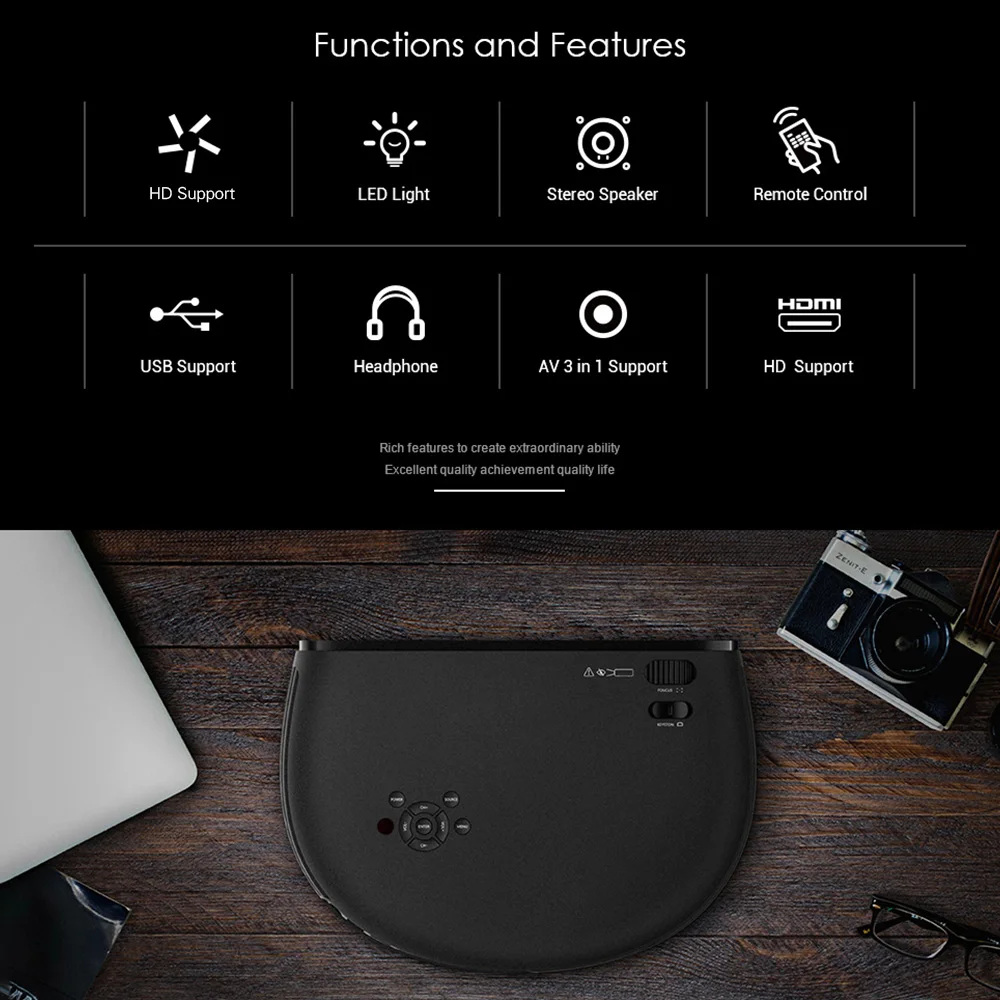 Светодиодный проектор Full HD ЖК 1080P с Sup портом ed 50000 часов работы 3200 лм 2 * HD/ USB/ VGA/