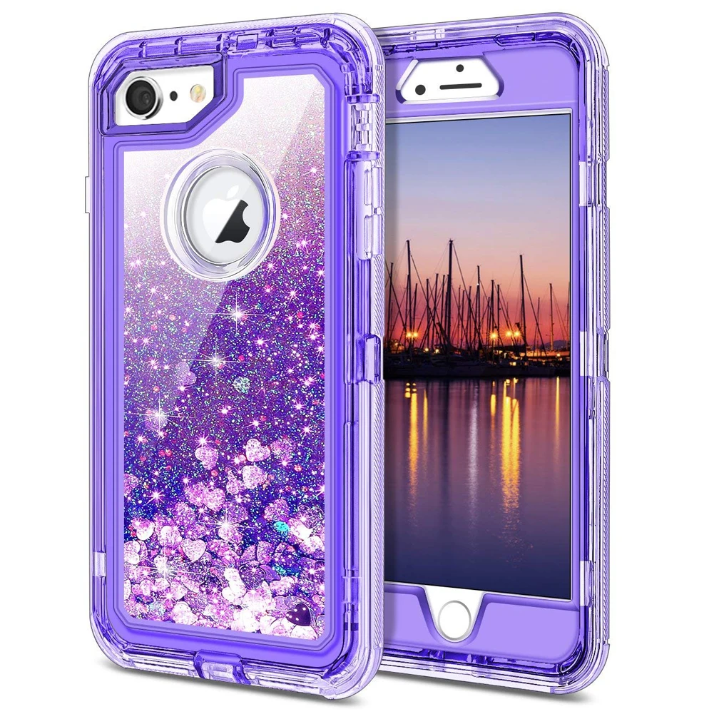 Hybrid 3D Glitter Armor Case for iPhone XS Max/XR Dynamic Quicksand Shockproof Phone Covers 8 7 Wholesale Lots 10 Pcs | Мобильные