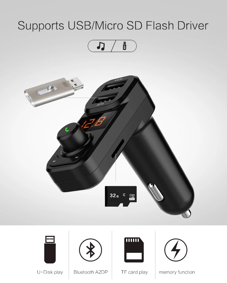 LCAV BT53 Bluetooth MP3 плеер fm передатчик автомобильное зарядное устройство двойной USB Aux