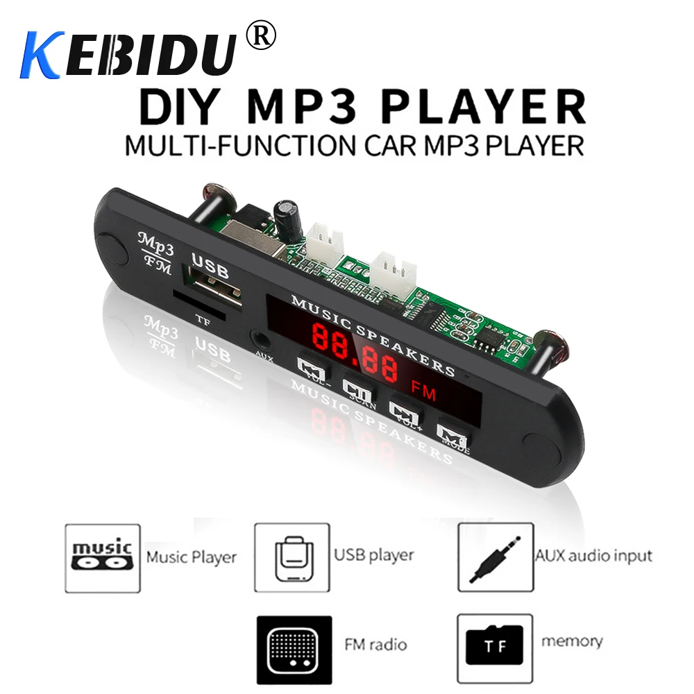 Автомобильный MP3 WMA WAV декодер KEBIDU mp3-плеер автомобильный аудио USB TF FM радиомодуль 5