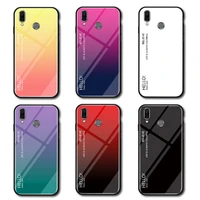 honor play cor l29 case honorplay gradient aurora tempered glass back cover hard case for huawei honor play protector