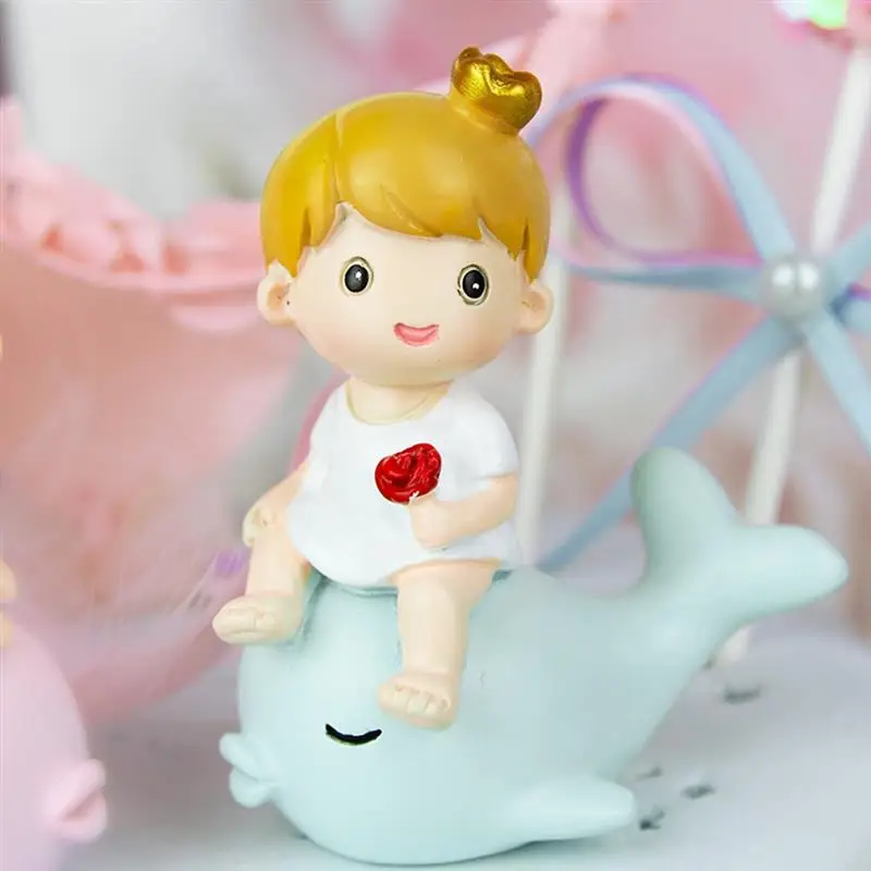 Сказочный Сад смола фигурка для маленького мальчика на Дельфине торт украшение
