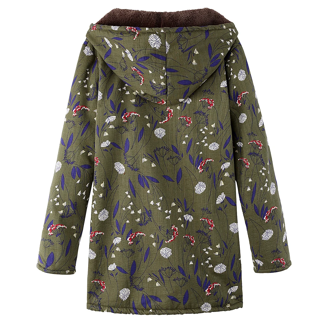 Oversize куртка для женщин s Зимняя модная теплая верхняя одежда цветочный принт с