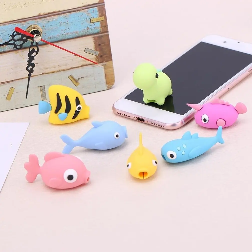 Animal Shapes Toot Meng Dragon Fish Bite The Protective Sleeve Anti-blocking Data Line Protection Cover Cute Cable | Электроника