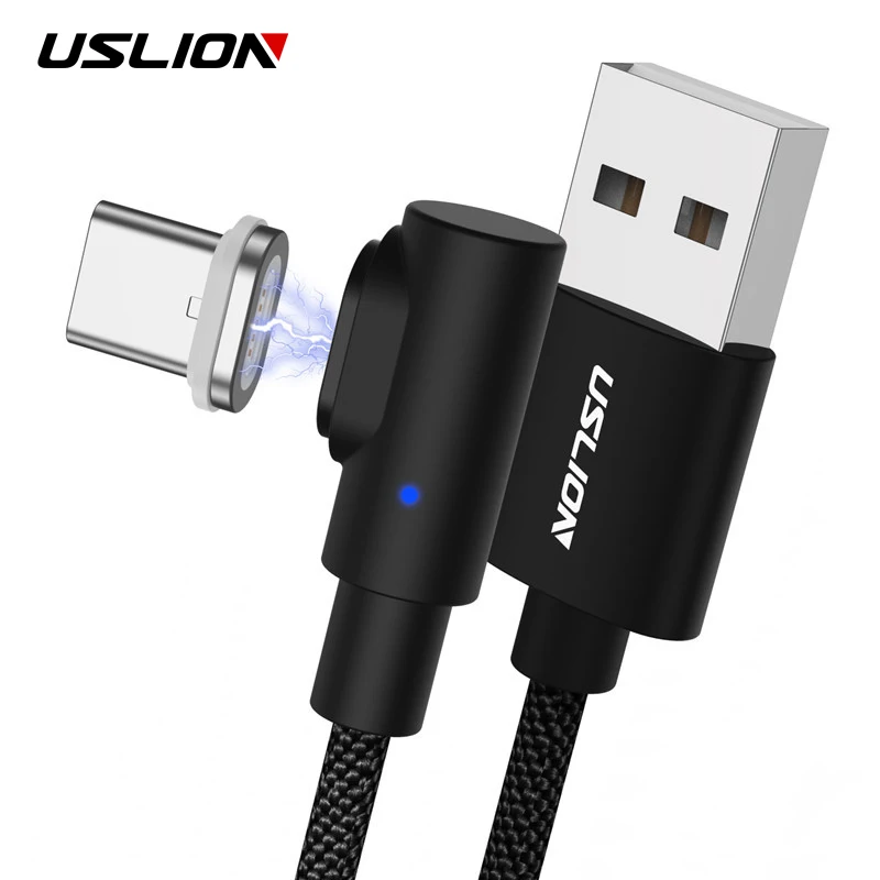 Магнитное зарядное устройство USLION 90 градусов кабель Micro USB для быстрой зарядки usb