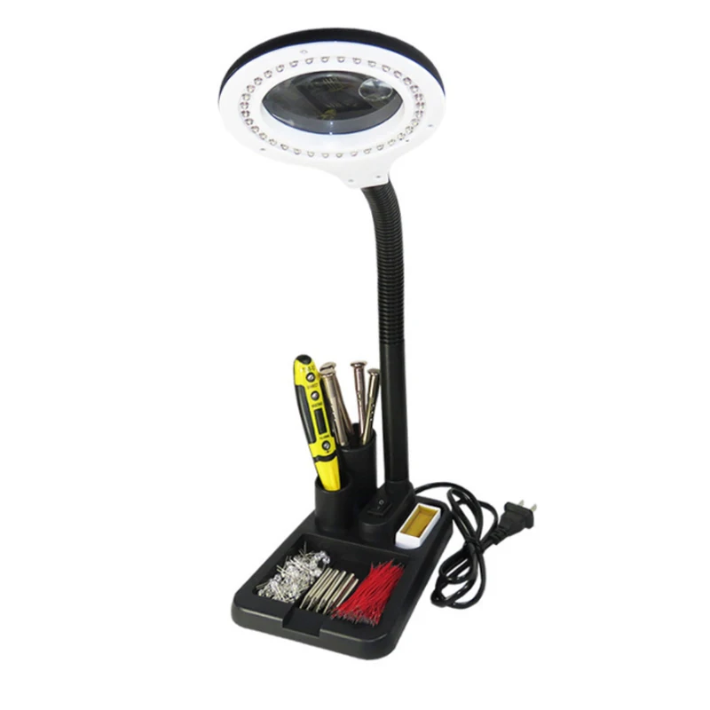 Adjustable 36 LED Desk Magnifier Lamp Light 5X 10X Magnifying Desktop Loupe Electronic maintenance Phone Repair Tools | Мобильные
