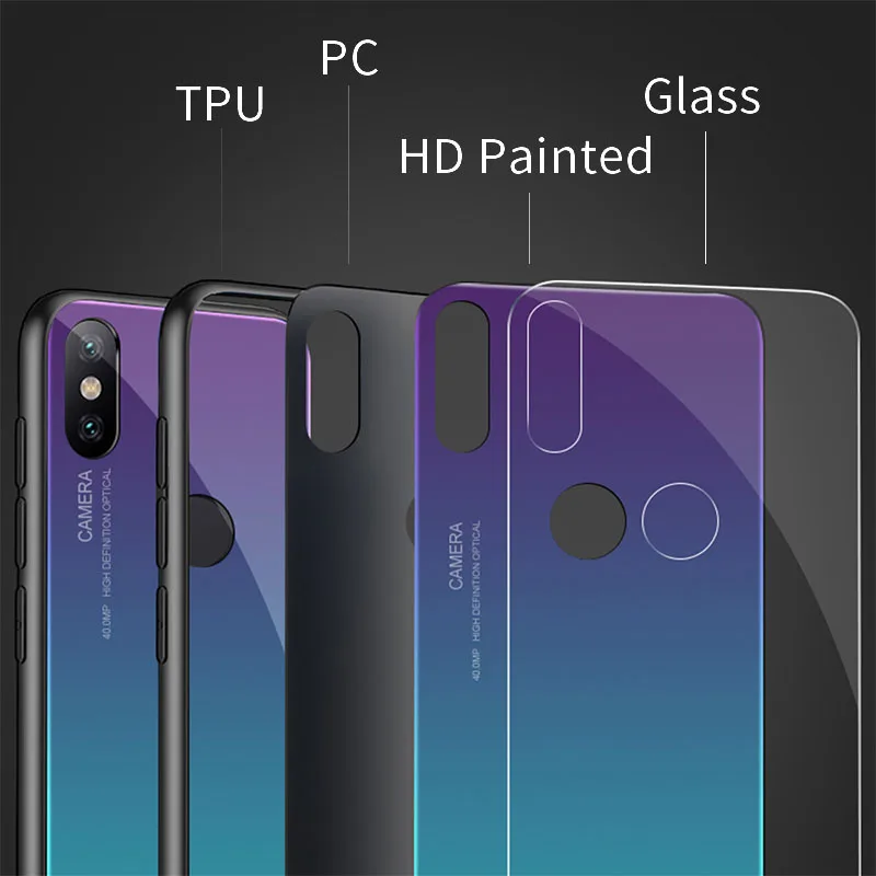 Gradient glass case on for xiaomi mi 9 8 lite light cover ksiomi xiomi pocophone f1 cases redmi note 7 not7 copue |