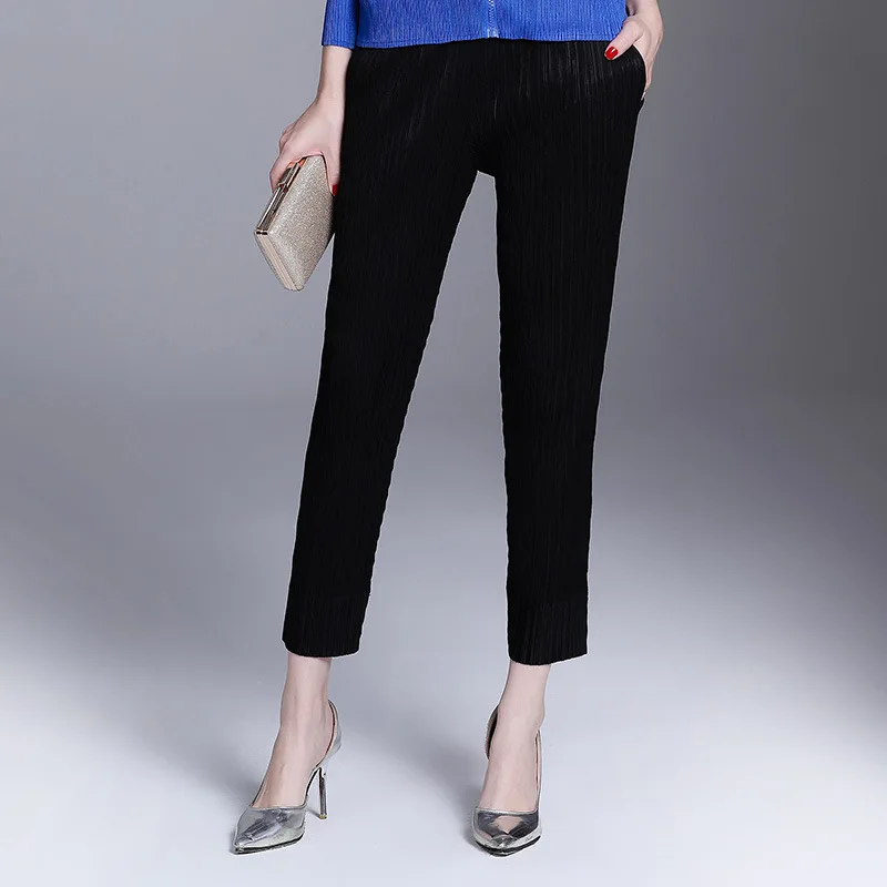 Женские плиссированные брюки LANMREM повседневные брюки-карандаш с эластичным