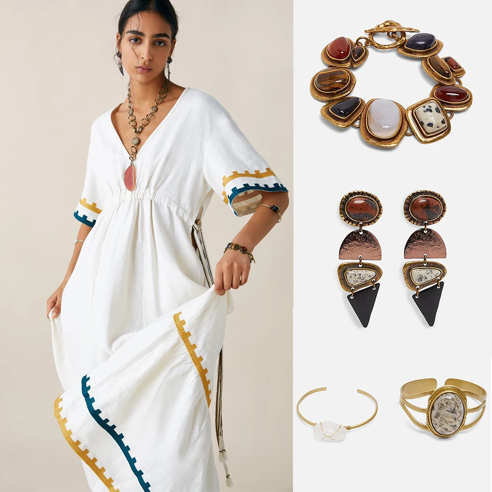 Женское длинное ожерелье с бусинами JUST FEEL винтажный браслет геометрической