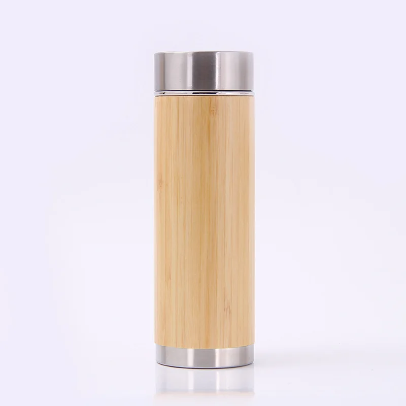 

Steel Bamboo Vacuum Cup Woodiness Double-deck Filter Screen Bamboo Cup Seal Up Leak Proof Directly Cup Body Gift Customized