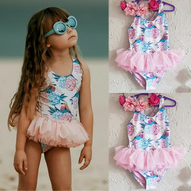 Купальник бикини для маленьких девочек Цельный купальник купальный костюм с