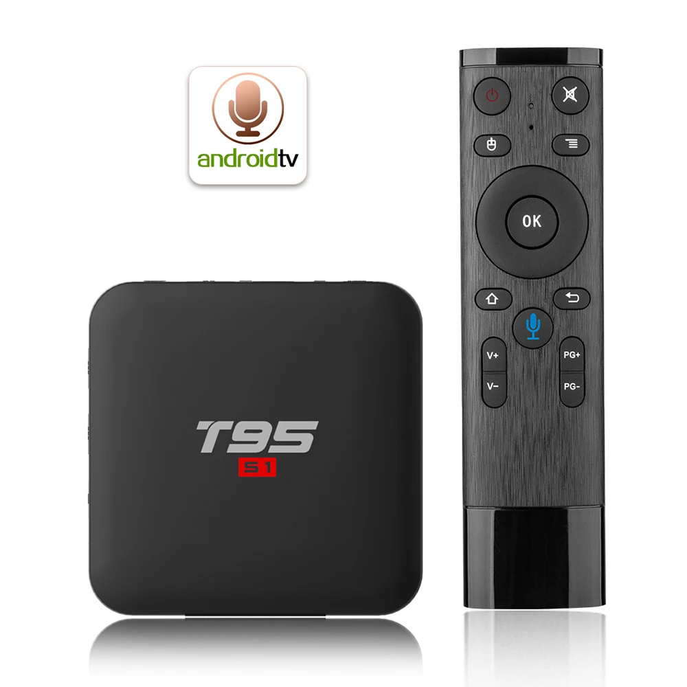 T95 S1 Android 7 1 ТВ приставка 2G/16G Amlogic S905W телеприставка голосовое дистанционное