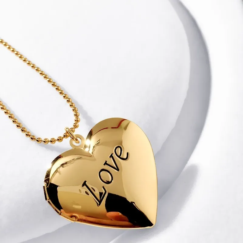 Locket Pendant Necklace Photo Frame Gold Silver Love Letter Jewelry Gifts YT-A60 | Украшения и аксессуары