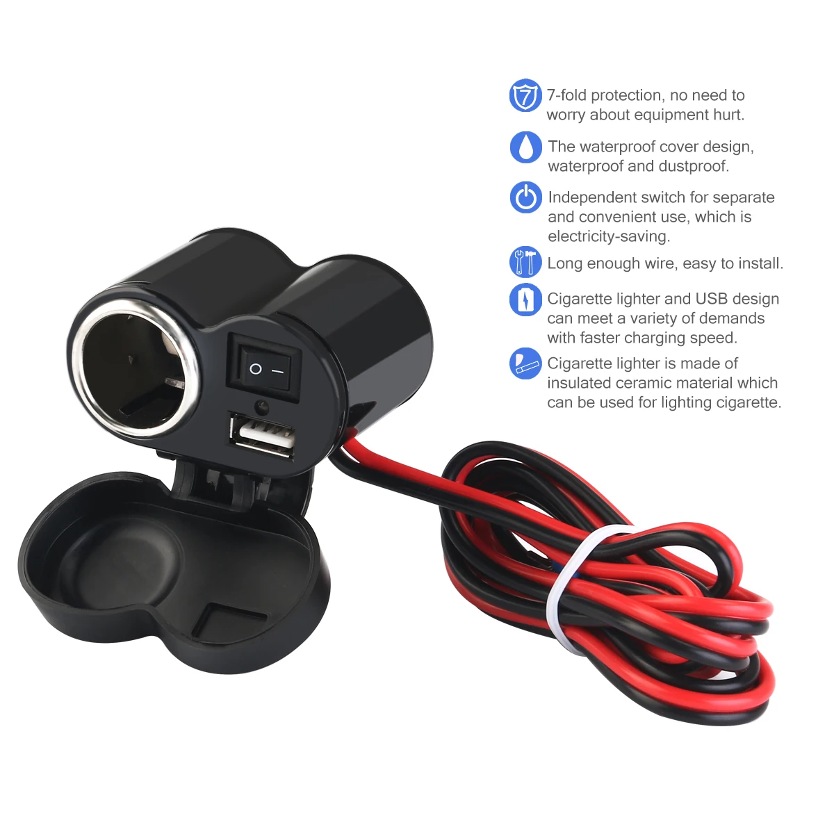 TINKSKY 12 24 V мотоцикл USB порт питания гнездо для автомобильного прикуривателя