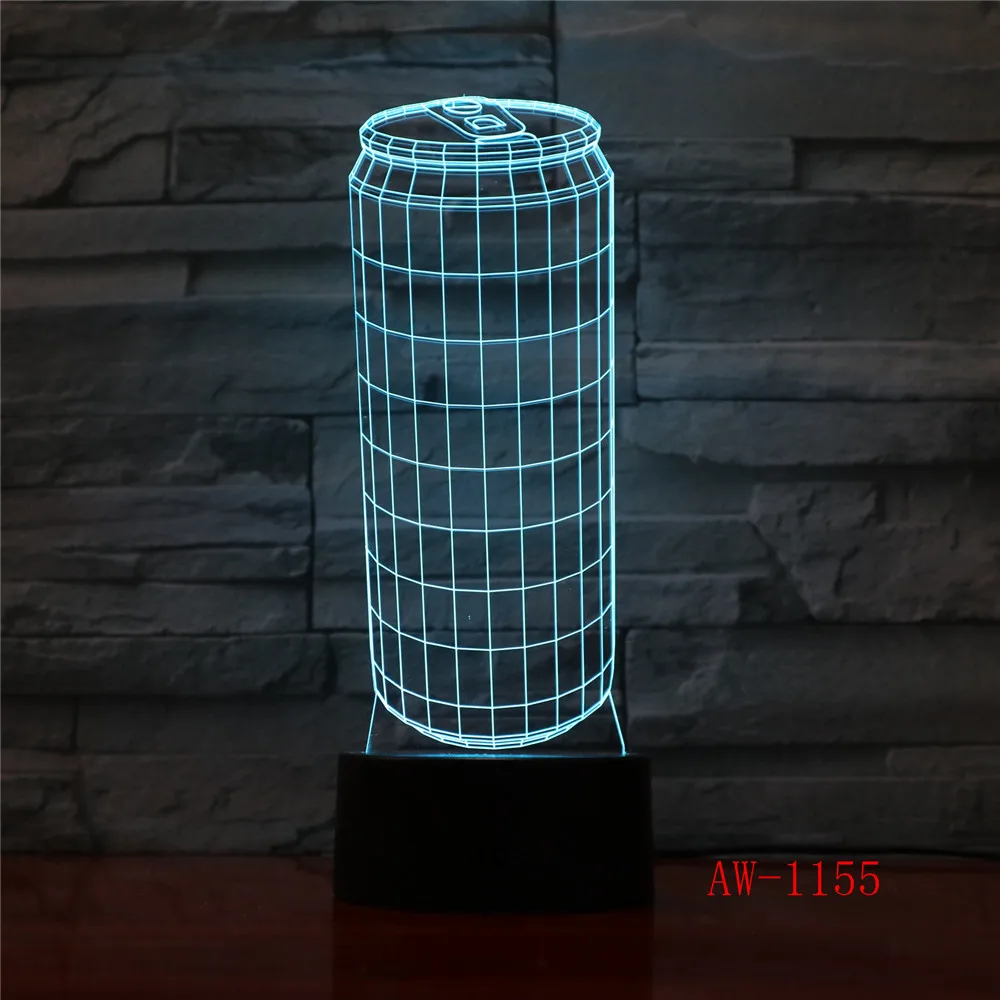 Жестяные банки 3D 7 цветов меняющиеся светодиодные настольные лампы Usb