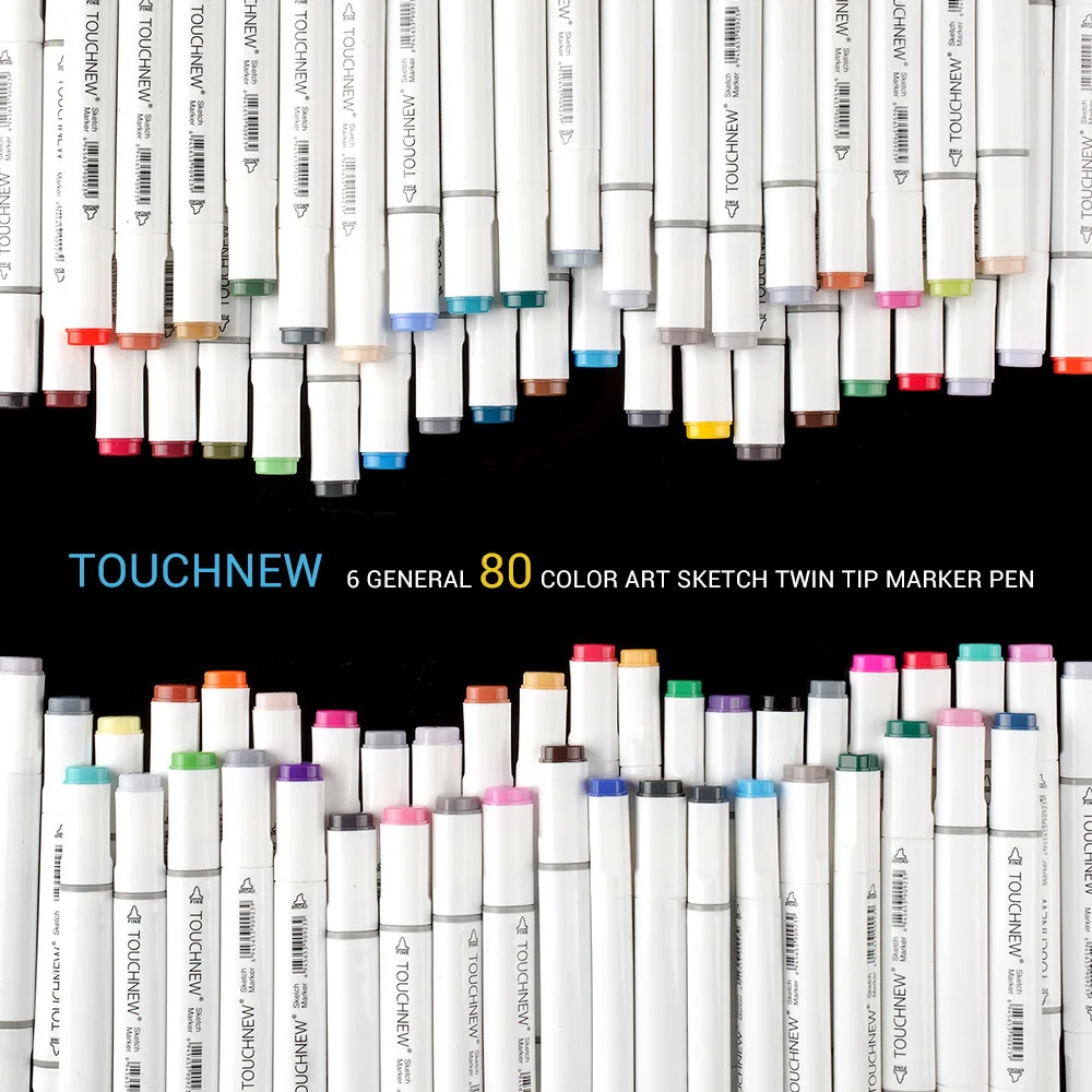 TOUCHNEW 80 Color Set Alcohol Art Marker Artist Dual Head Sketching Drawing Pen Watercolor | Канцтовары для офиса и дома
