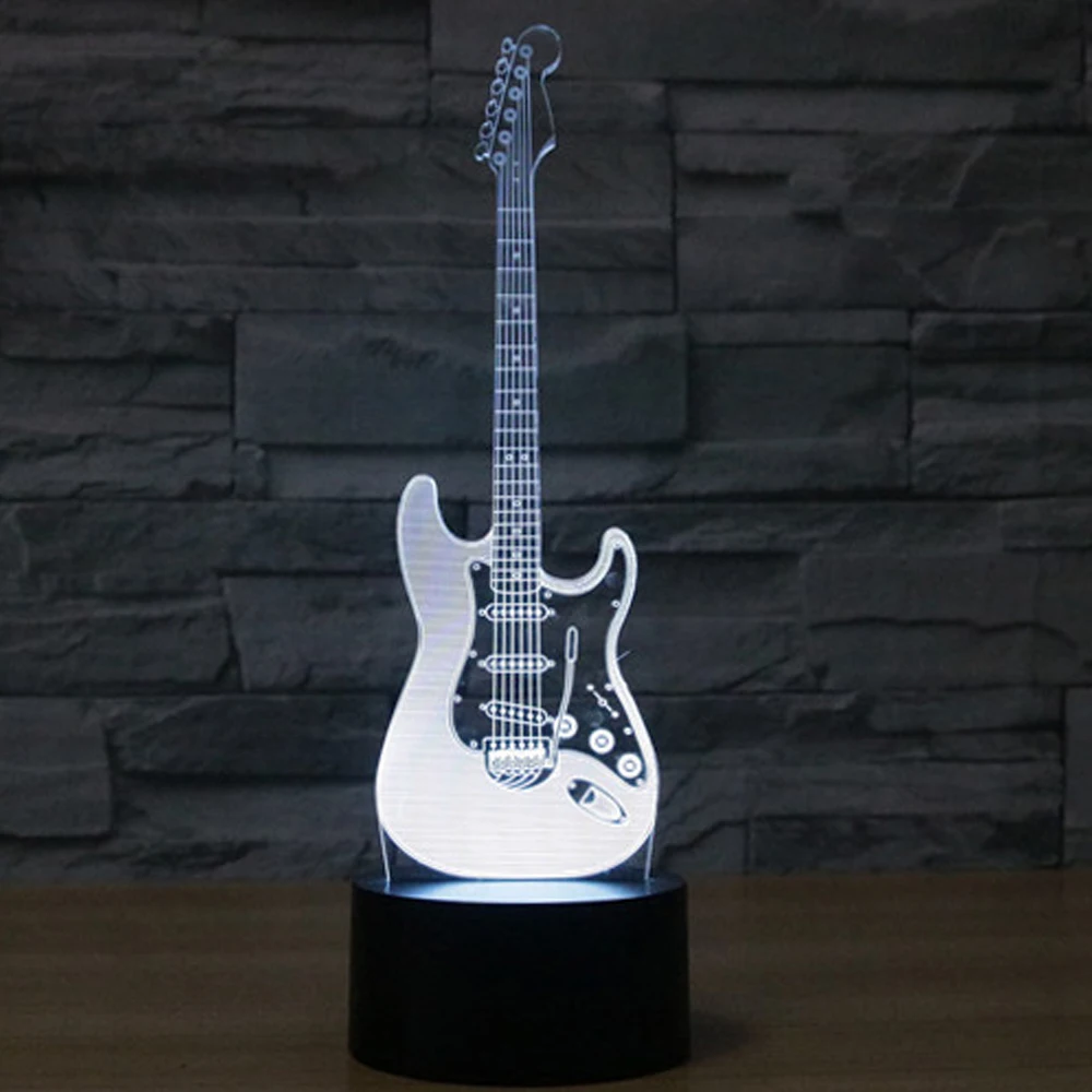 3D LED ночник электрическая гитара с 7 видов цветов лампа для украшения дома