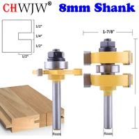 2pc 8mm shank high quality large tongue and groove joint assembly router bit set 1 14 stock wood cutting tool chwjw