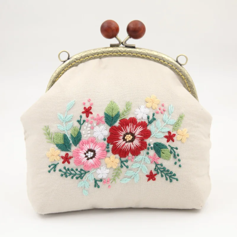 DIY Unfinished Handmade 3D Embroidered Ancient Purse Bag Storgage Bag Material Kits 16.5cm