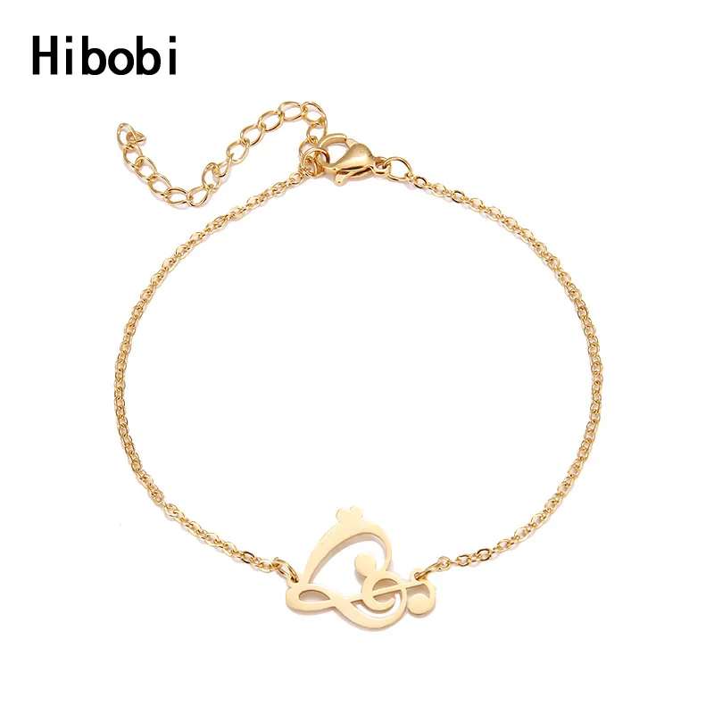 Hibobi из нержавеющей стали ювелирный женский браслет музыкальный символ сердце