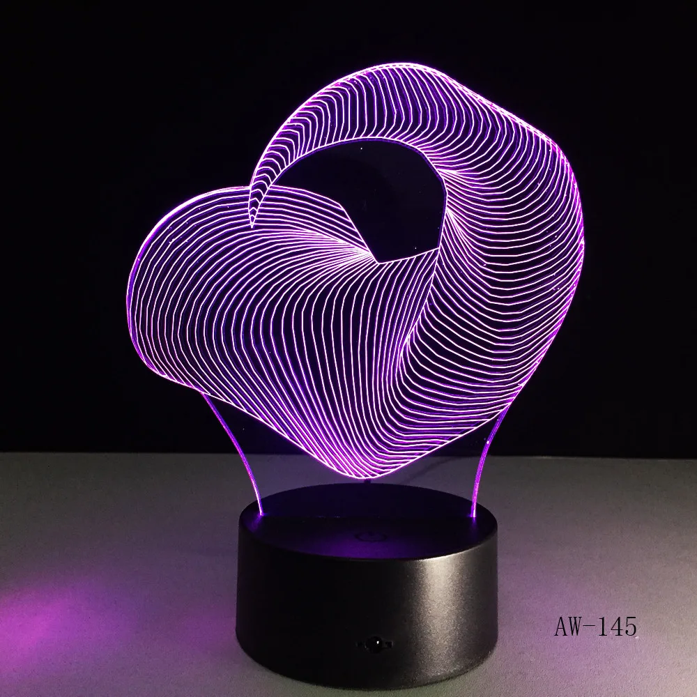 3D светодиодный ночсветильник динамический Рог носорога с 7 цветсветильник для