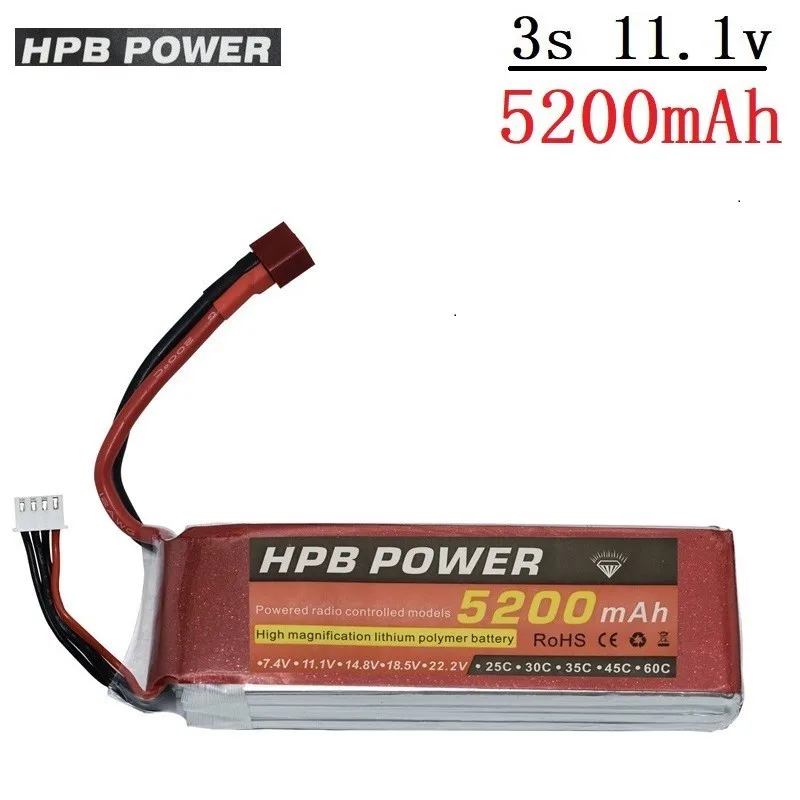 

Аккумулятор HPB 5200 мА · ч, 11,1 В, литий-полимерный аккумулятор для радиоуправляемого вертолета, автомобиля, лодки, самолета, игрушек, 11,1 В, 5200 мА ...