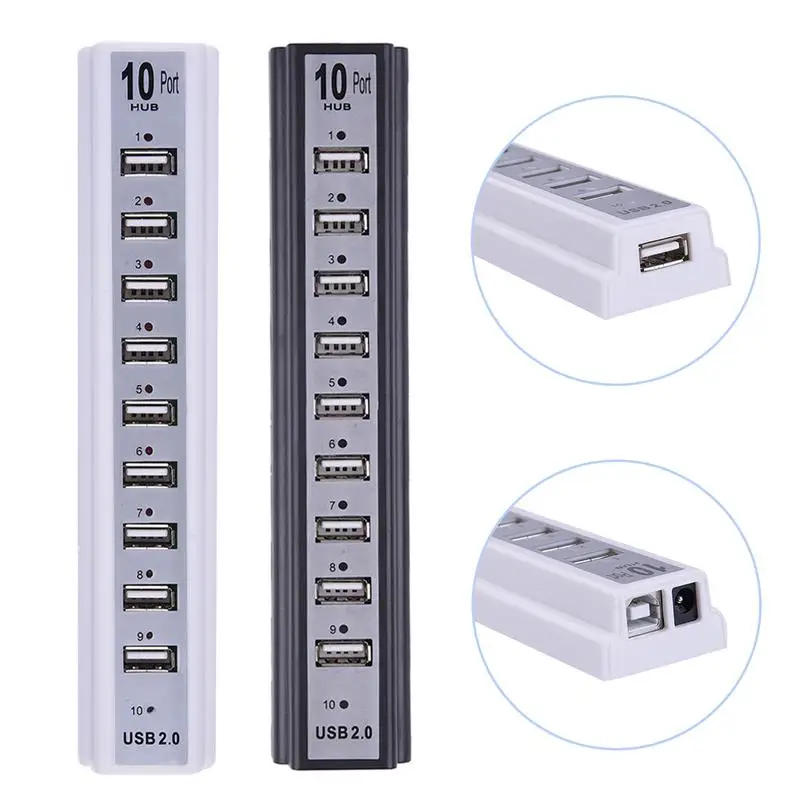 10 й разъем USB 2 0 Супер Скоростной разветвитель с 6 портами + устройство для чтения