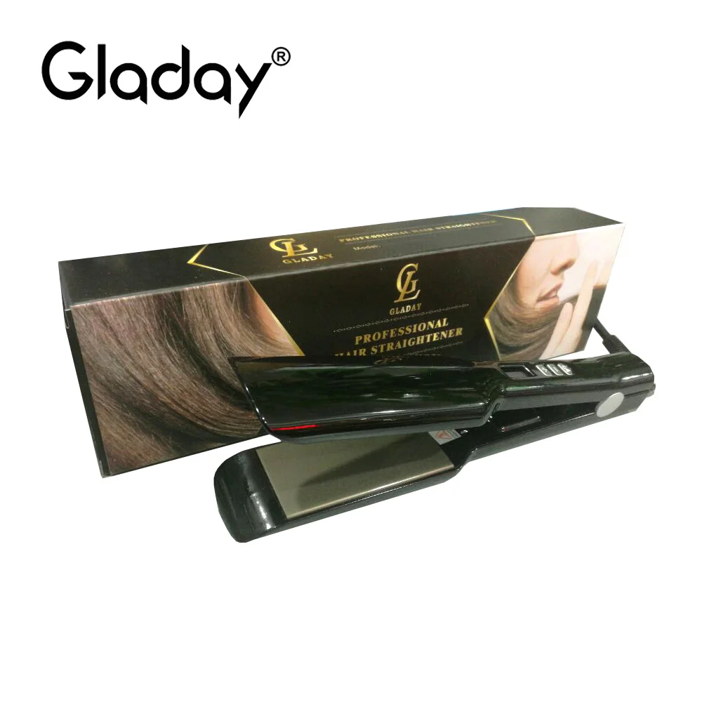 Профессиональный выпрямитель волос Gladay с ЖК дисплеем нанотитановый для