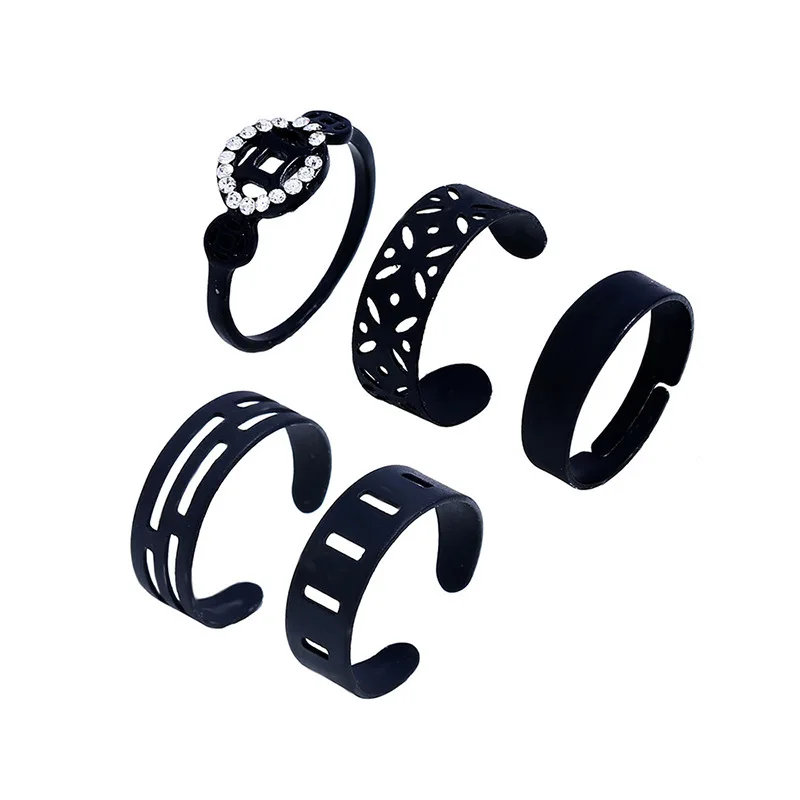 2019 Fashion 5 Pice Accessories Hatch Concise Black Restore Ancient Ways Combine Gold Men Ring Suit For Women Jewelry Hot | Украшения и