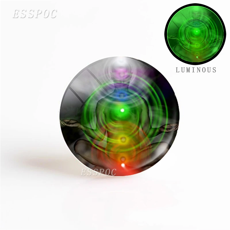 5 шт. 25 мм светящийся стеклянный кабошон купол чакра Йога ювелирные изделия Om