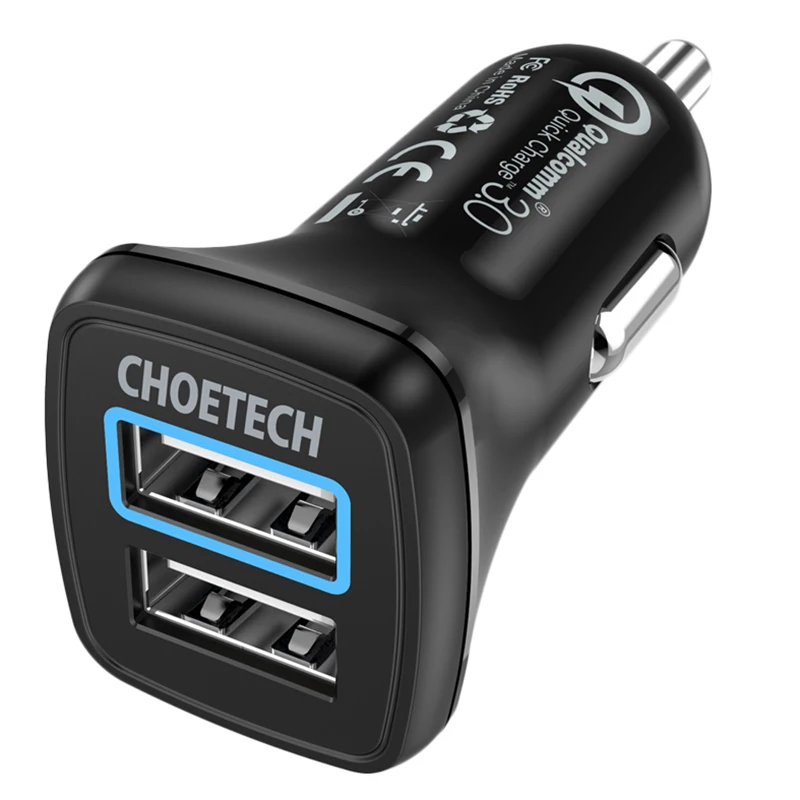 Choetech 30 Вт двойное автомобильное зарядное устройство Usb для Iphone X Quick Charge 3 0