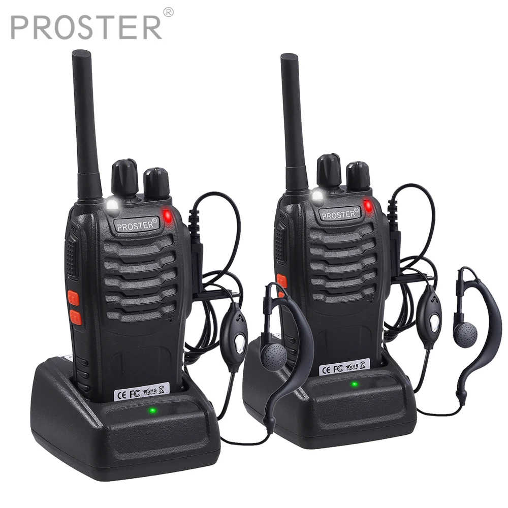 Proster 2 шт. для Walkie Talkie UHF 400 470MHZ 5W 16CH двухстороннее радио коммуникатор USB зарядка