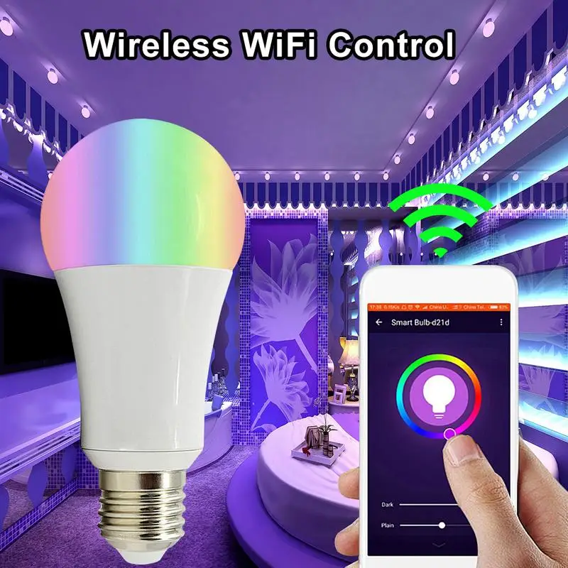 Лампа светодиодная RGBW с Wi-Fi E27 B22 9 Вт 16 миллионов цветов | Лампы и освещение