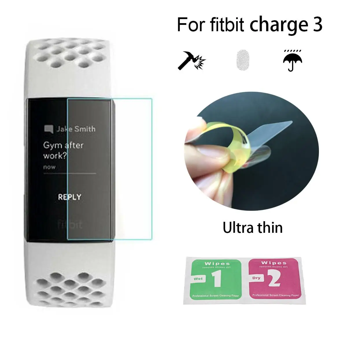 Чехол из ТПУ мягкая пленка для часов Fitbit Charge3 закаленное стекло полная окантовка