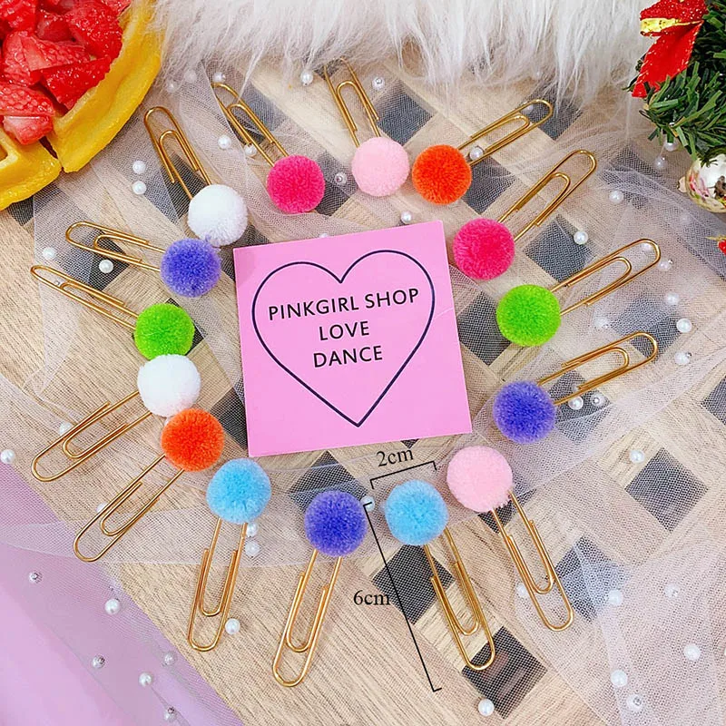 8 шт. милые клипсы Kawaii Hairball скрепки карамельного цвета металлические для детей