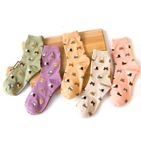 10pairslot happy tide socks women japanese lovely kitty cartoon socks cotton autumn winter colorful harajuku women socks
