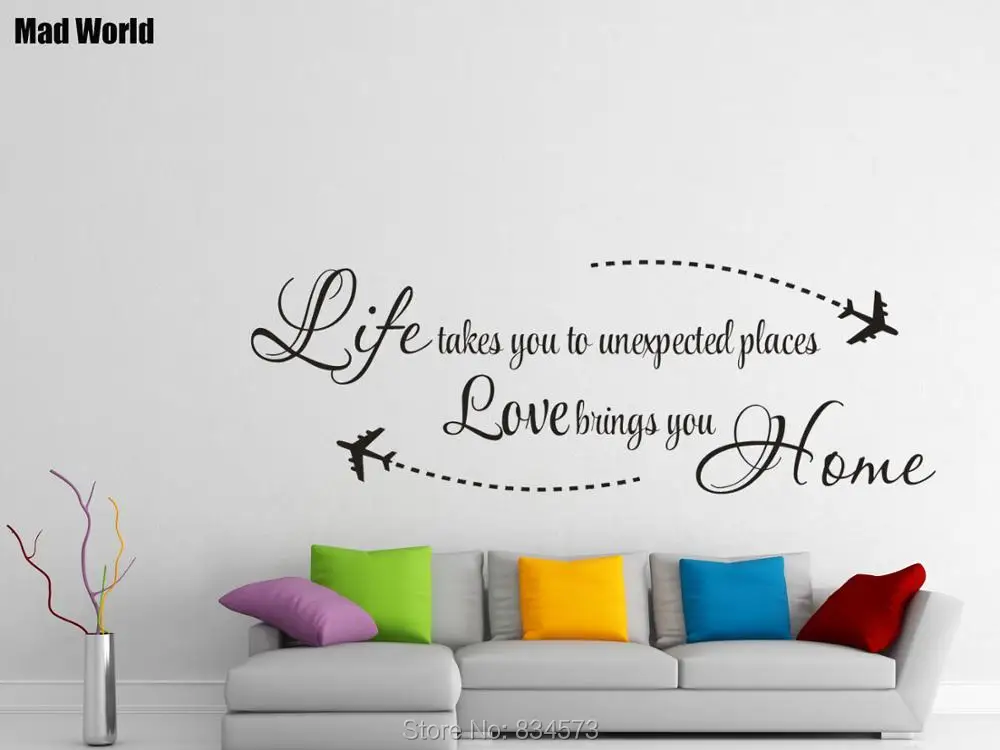 

Mad World-Love brings you home Travel holiday Wall Art Stickers Wall Decal Home DIY Decoration Removable Decor Wall Stickers