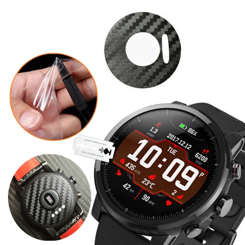 1 комплект защитная пленка из ТПУ для Amazfit 2 Watch углеродного волокна задняя Huami