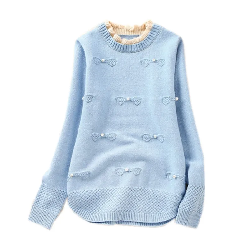 Детский и подростковый вязаный пуловер с жемчужинами для девочек свитер детский