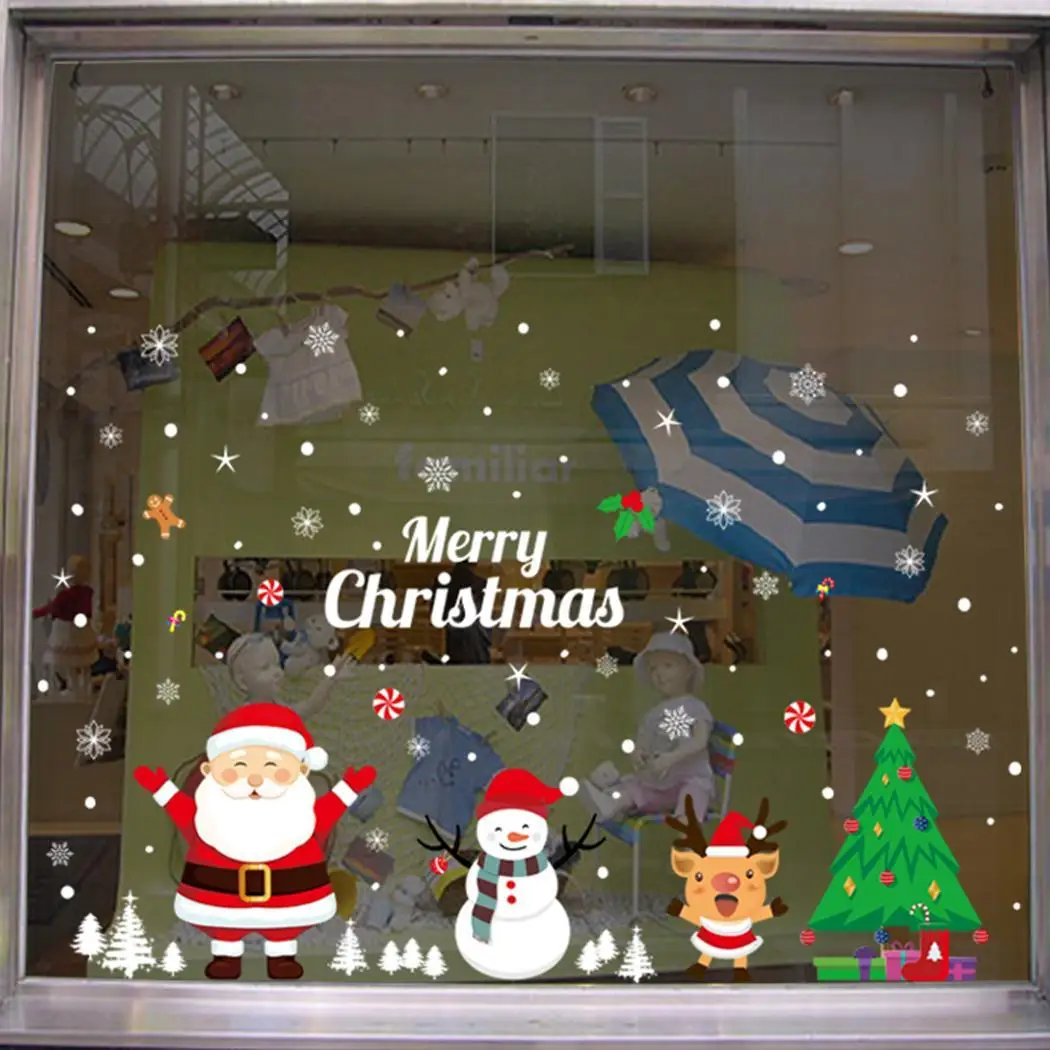 Многоцветный фильм Type6 Лось стены Клауса Рождество Санта окна снеговик съемный