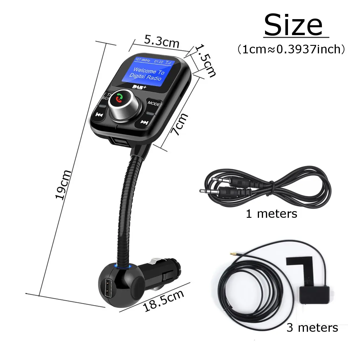 bluetooth Hands free Car DAB DAB+ Kit Digital Radio With Dual USB Adapter Receiver Tuner FM Transmitter Antenna Charging Ports | Автомобили