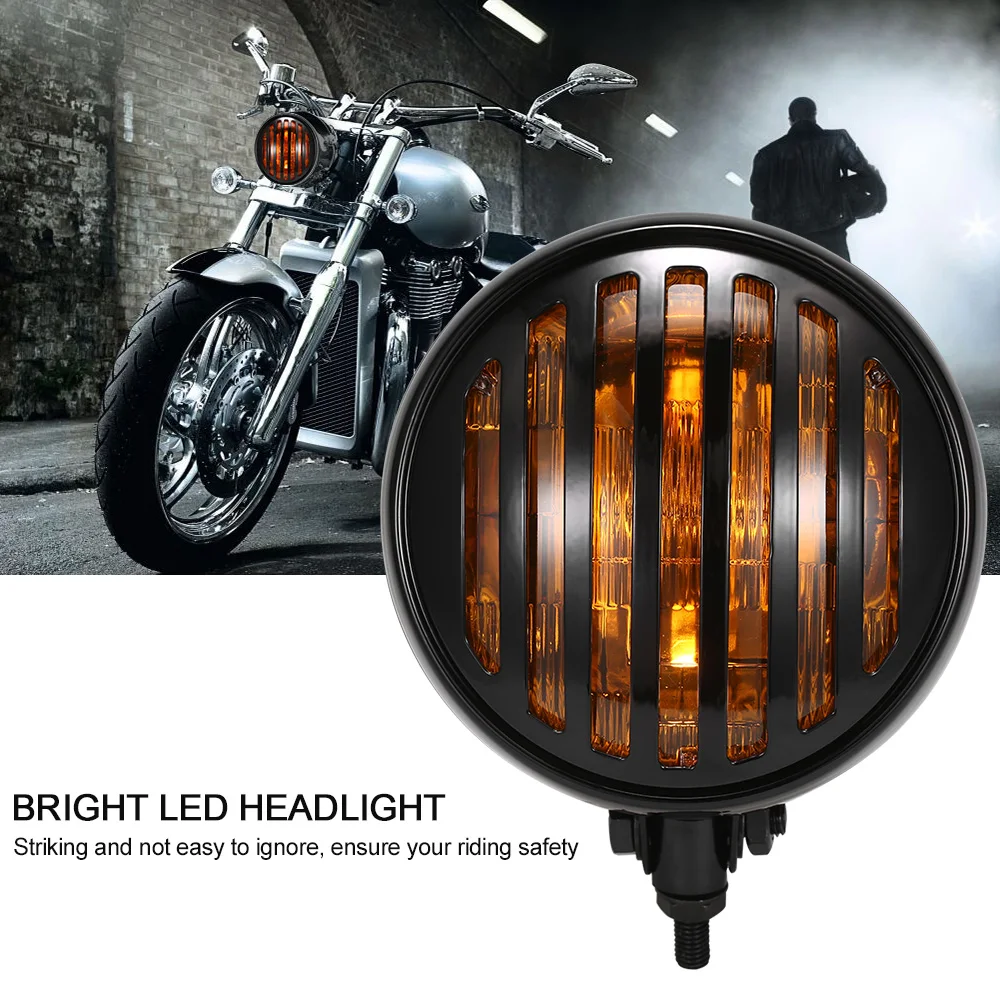 

12V Universal Motorcycle LED Headlight Headlamp Front Lights Driving Lamp Black Case Auto Accessories
