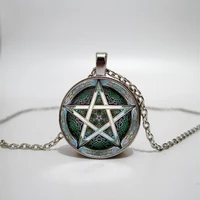life tree pentagram pattern glass necklace men and women necklace jewelry pendant necklace diy customized photos custom