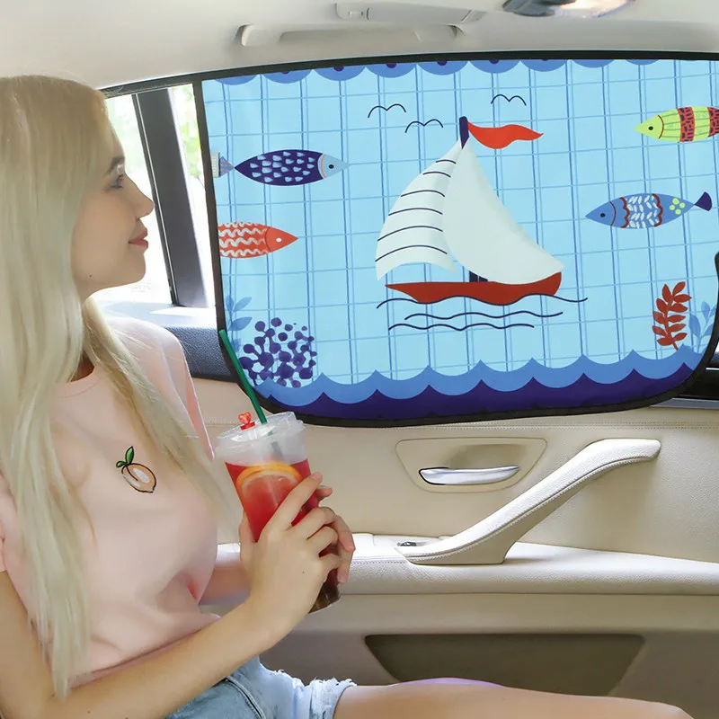 

Car Sunshade Sunscreen Insulation Block Magnetic Telescopic Car Curtain Visor Side Window