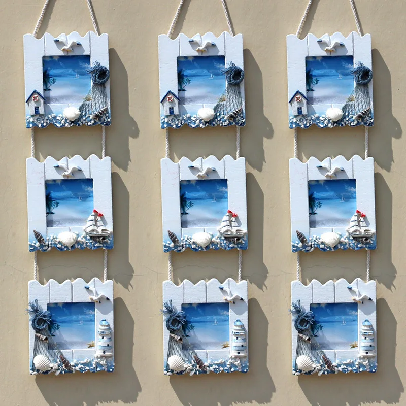 Средиземноморский домашний декор деревянная рамка тройная струна рыбы морская